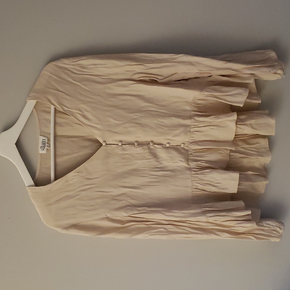 Peplum Blouse with Button Front Detail
